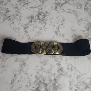 Black and Bronze Elastic Waistband Belt